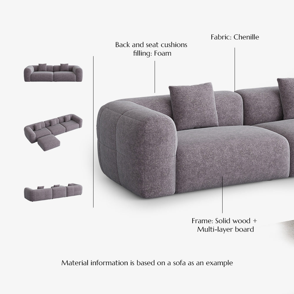 POVISON SF8204NB240 Minimalist Vintage Chenille Lounge Sofa