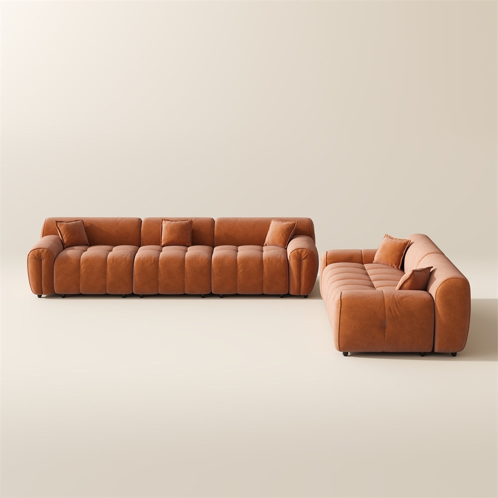 POVISON SF8201OV2V3 Mid-Century Tufted Retro Velvet Sofa Set