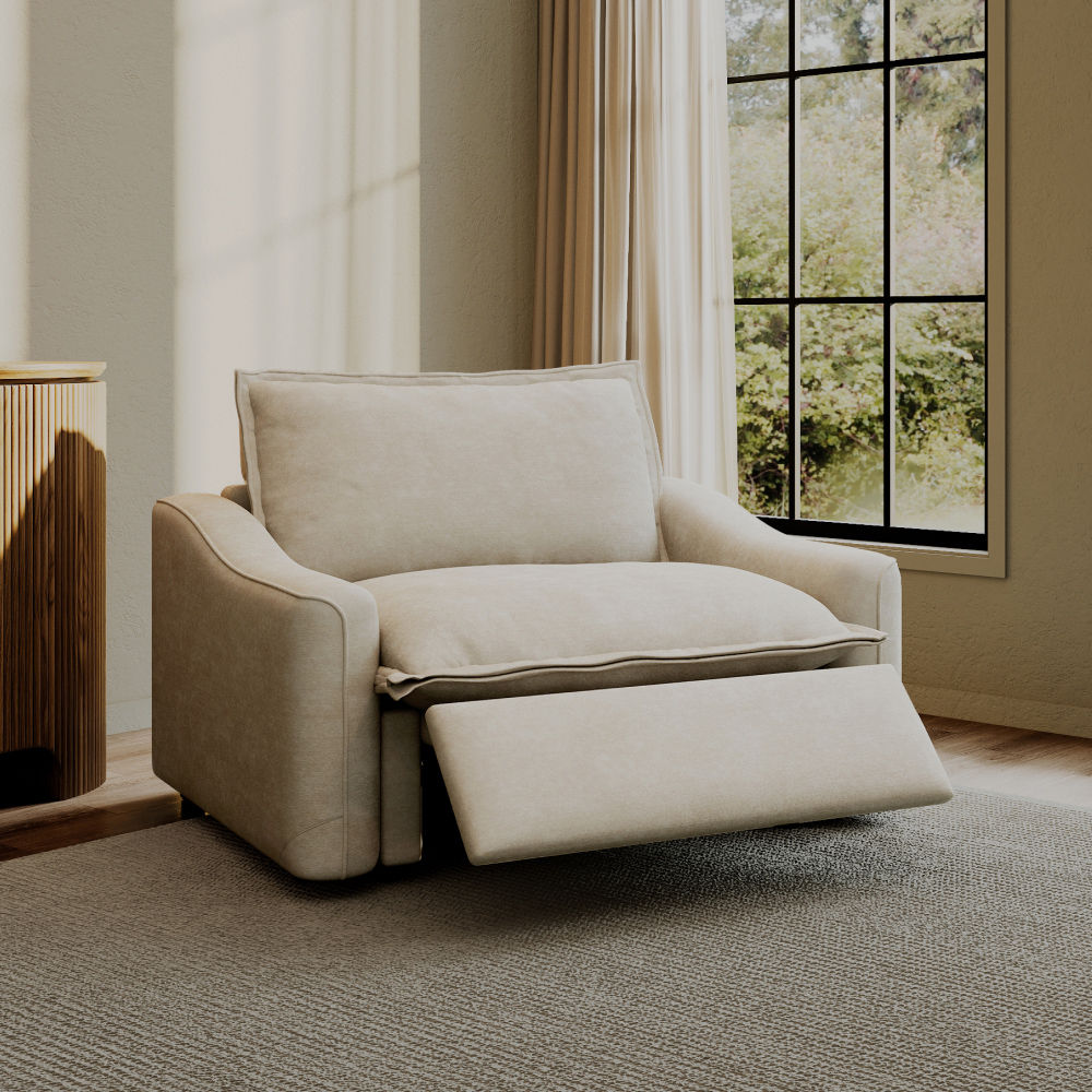 POVISON 121.9cm Modern Oversized Power Reclining Sofa Solid Wood