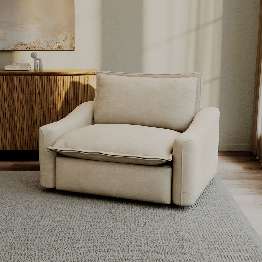 POVISON 121.9cm Modern Oversized Power Reclining Sofa Solid Wood