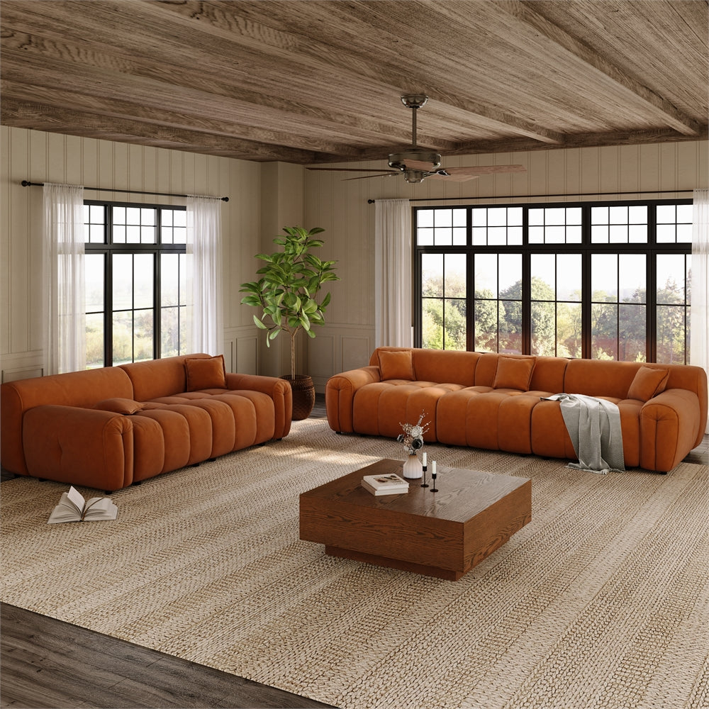 POVISON SF8201OV2V3 Mid-Century Tufted Retro Velvet Sofa Set